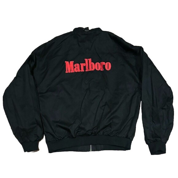 Vintage Marlboro Logo 90's Reversible Bomber Jacket Adult XXL Red Black Pockets - Picture 1 of 8
